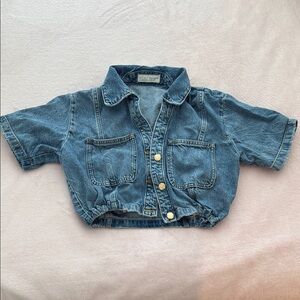 Zara Blue Cropped Jean Jacket